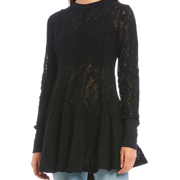 Free People Tops - Free People Top Black Coffee in the Morning XL NWT